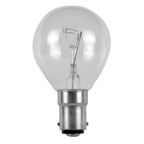 240V BA15D 40W ROUND CLEAR G45x72mm 1,000HR  GE 81866 - White Box