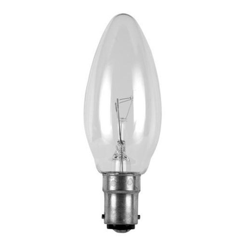 240V BA15D 40W CANDLE CLEAR 35x98mm 1,000HR