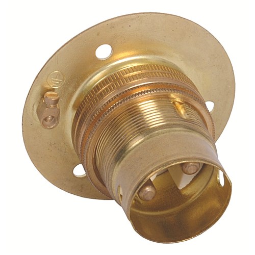 BRASS B22 Surface Mount Shade Ring & EARTH Terminal 3 hole mounting Lilley 3009E